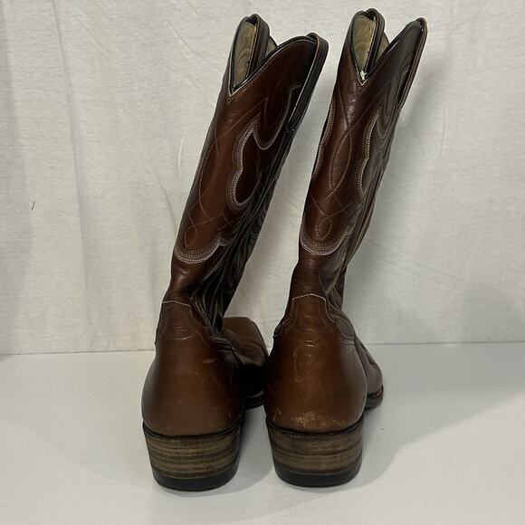 Cat\'s Paw Brown Leather Cowboy Boots Mens Size 11 Western Square toe
